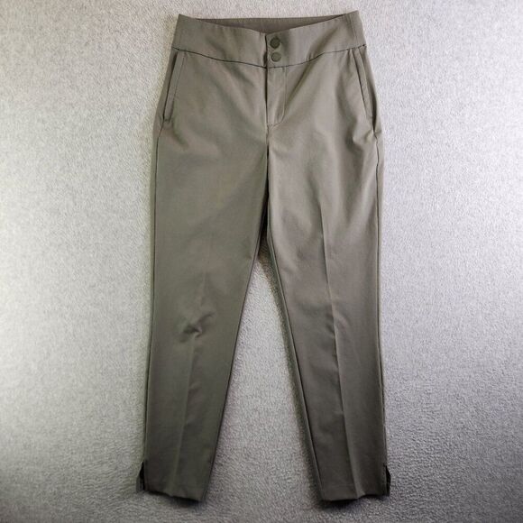 Eddie Bauer Pants Womens 2 Gray Travex Tapered Ankle Slit Zip Pockets Safari - Picture 1 of 16